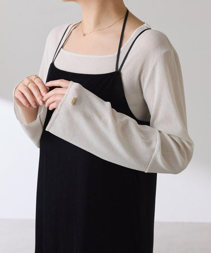 【可作內搭】透視亮絲羅紋方領上衣