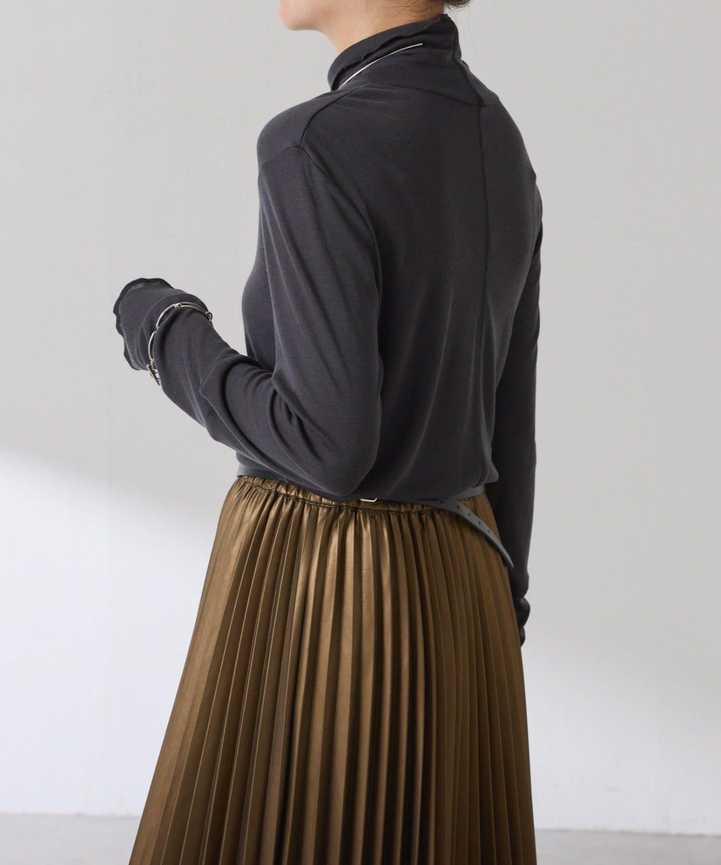 【可水洗上衣】羊毛混紡透視高領衫