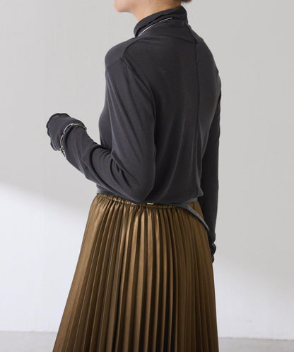 【可水洗上衣】羊毛混紡透視高領衫