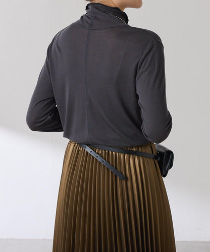 【可水洗上衣】羊毛混紡透視高領衫