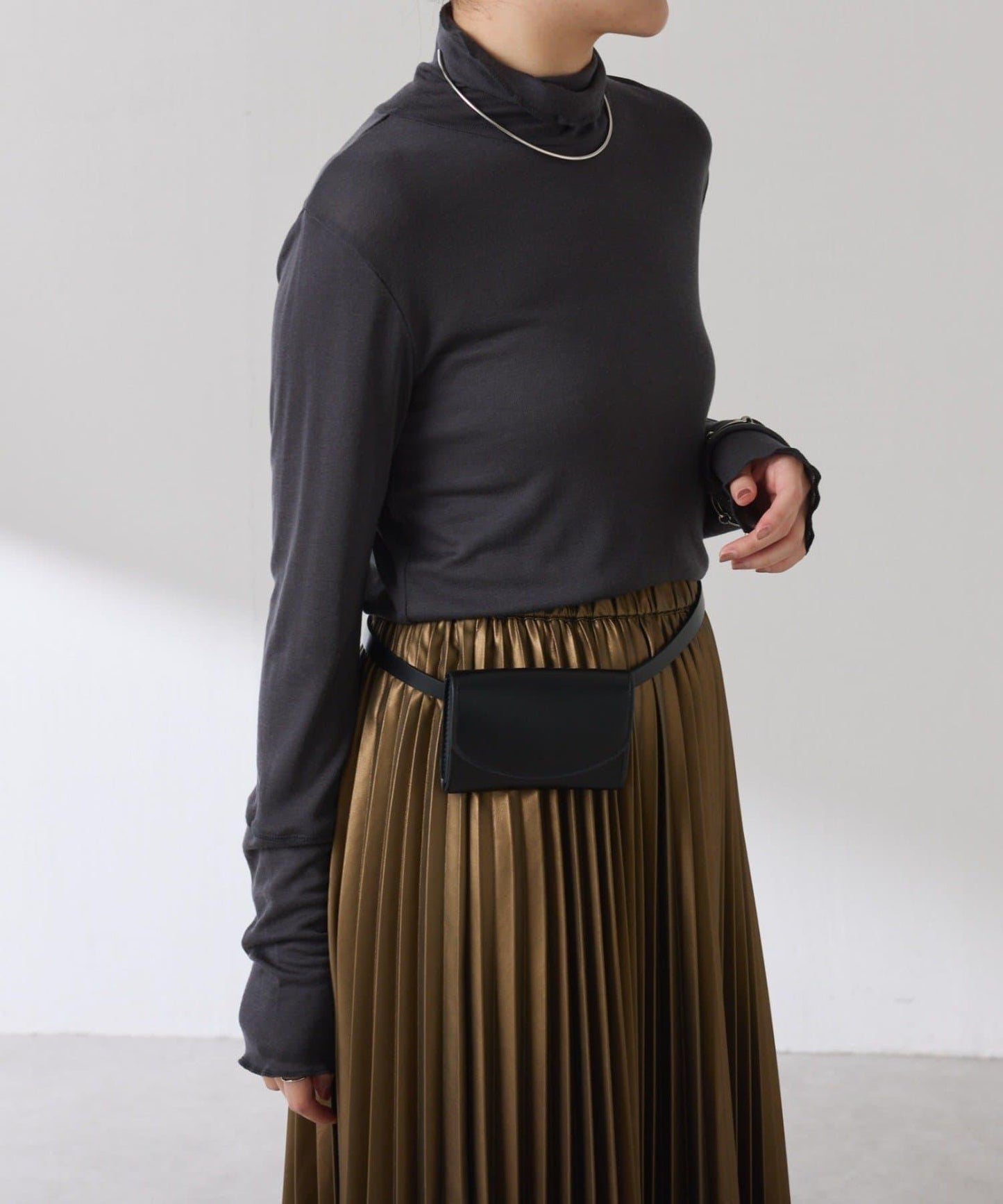 【可水洗上衣】羊毛混紡透視高領衫