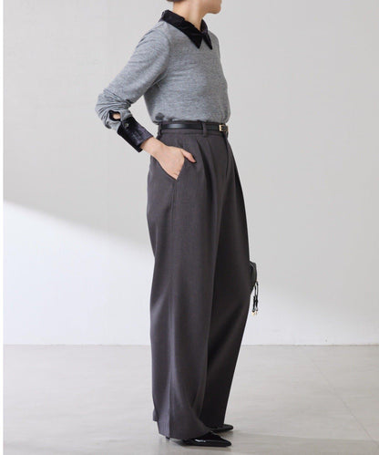 天鵝絨拼接長袖T恤