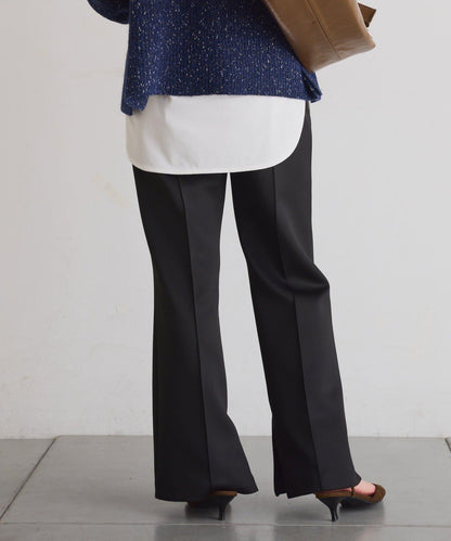 【2尺碼可選/高彈力】壓褶微喇叭褲