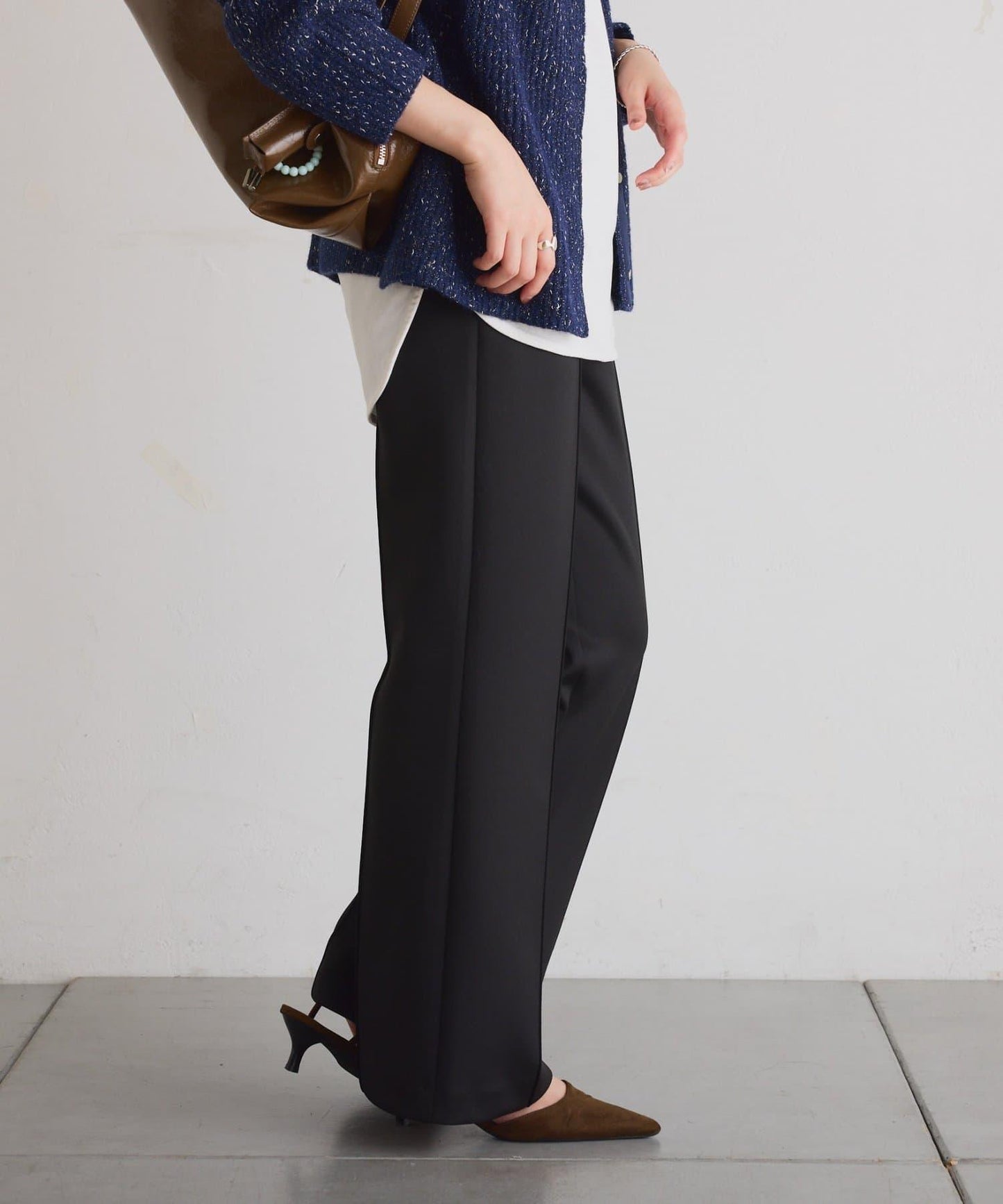 【2尺碼可選/高彈力】壓褶微喇叭褲