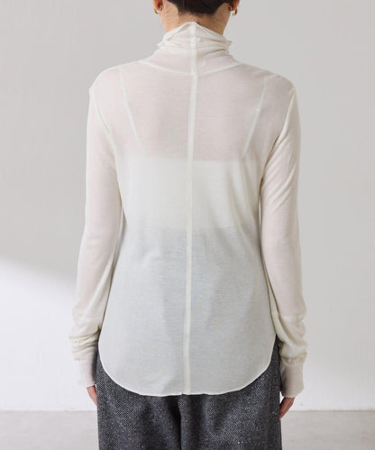 【可水洗上衣】羊毛混紡透視高領衫