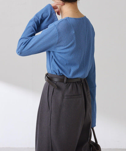 【可作內搭】透視亮絲羅紋方領上衣