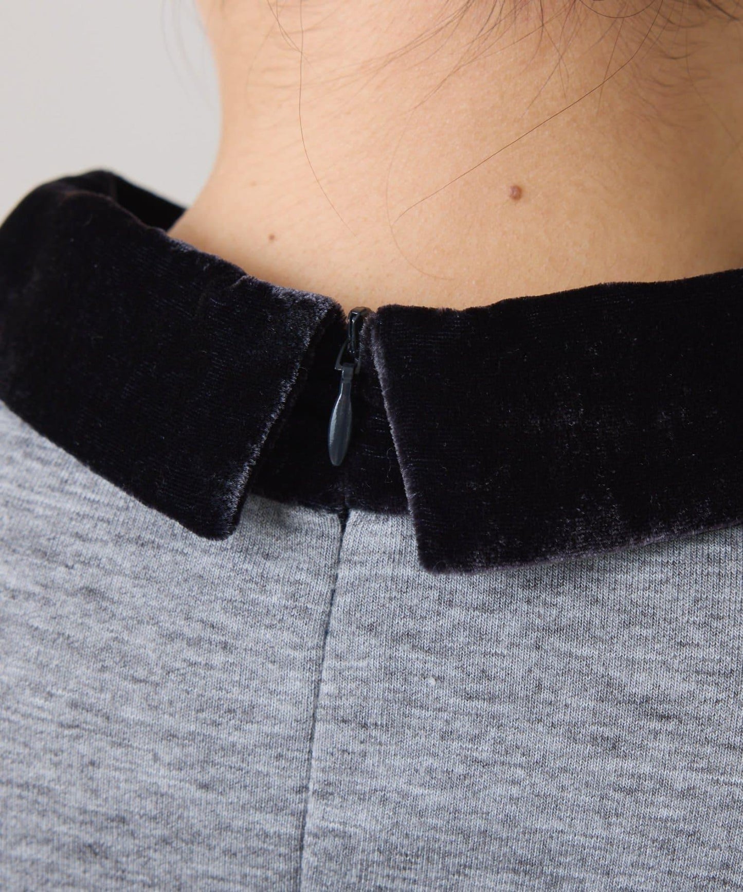 天鵝絨拼接長袖T恤