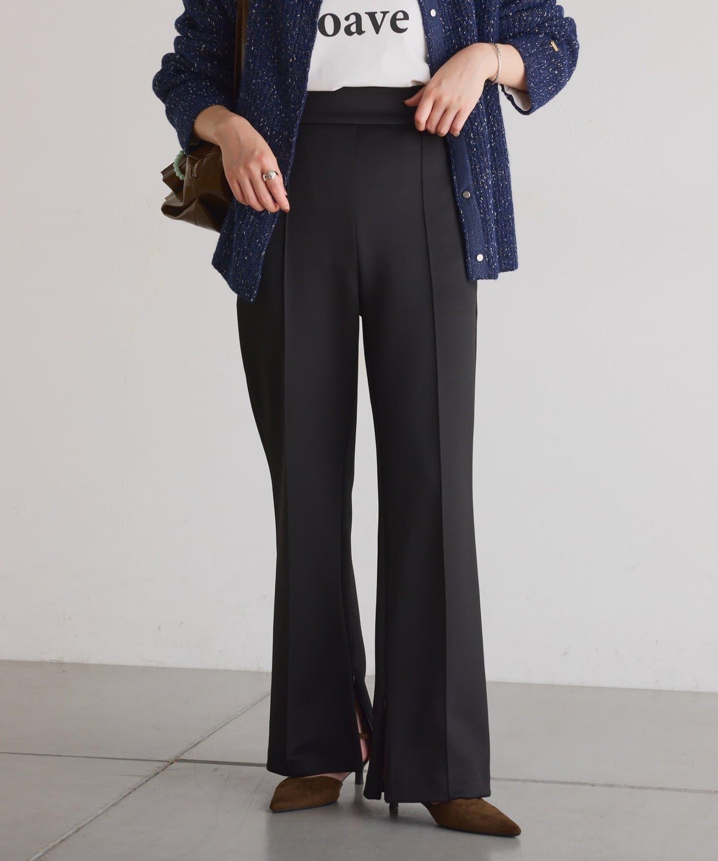 【2尺碼可選/高彈力】壓褶微喇叭褲