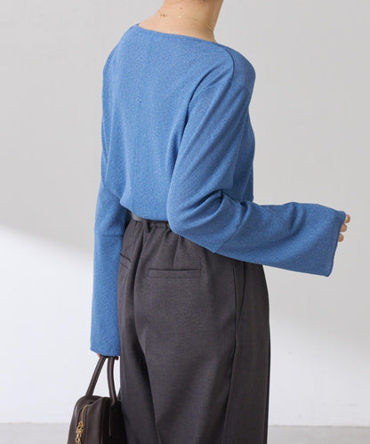 【可作內搭】透視亮絲羅紋方領上衣