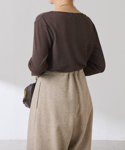 【可作內搭】透視亮絲羅紋方領上衣