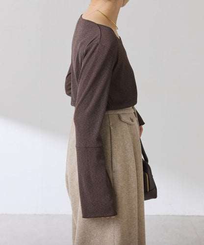 【可作內搭】透視亮絲羅紋方領上衣