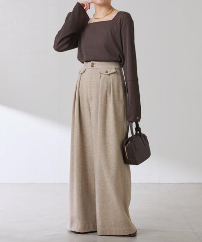 【可作內搭】透視亮絲羅紋方領上衣