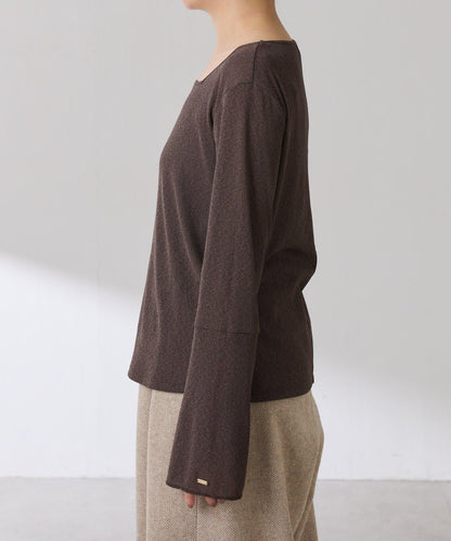 【可作內搭】透視亮絲羅紋方領上衣