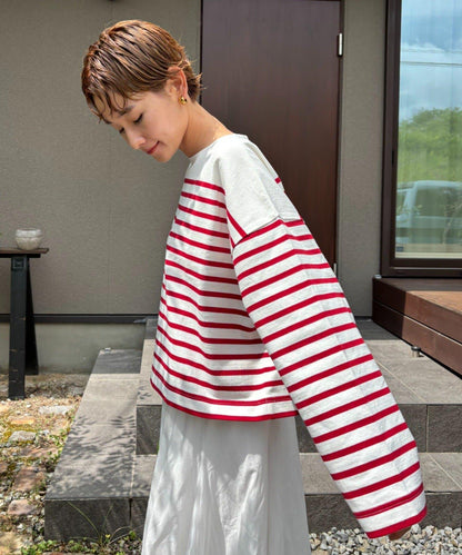 【@kokiminita聯名】拼接條紋寬袖T恤