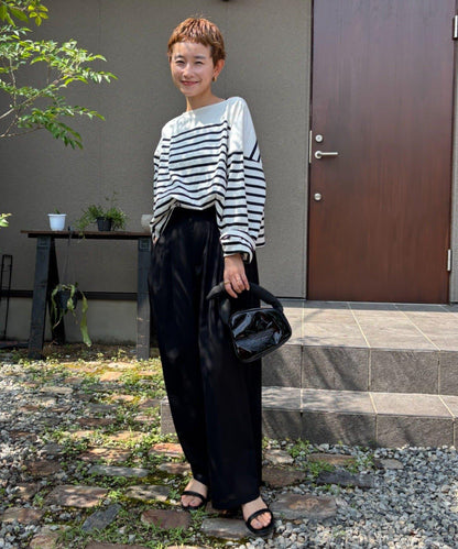 【@kokiminita聯名】拼接條紋寬袖T恤