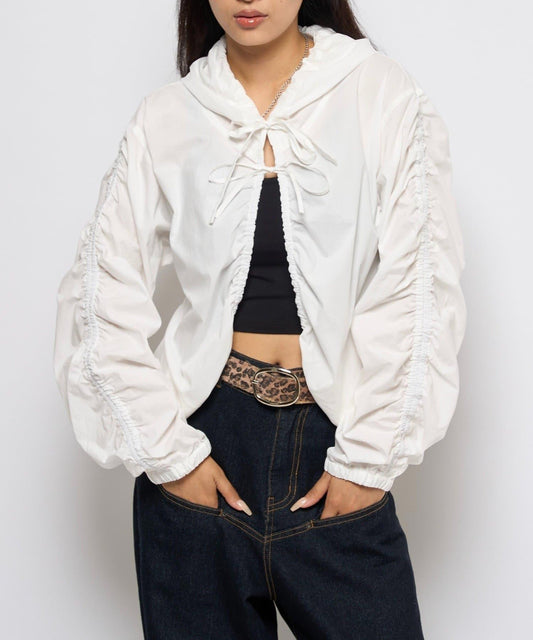 【WHO'S WHO gallery】抽褶連帽襯衫夾克