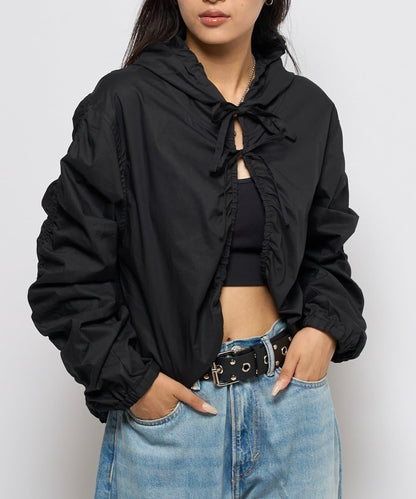 【WHO'S WHO gallery】抽褶連帽襯衫夾克