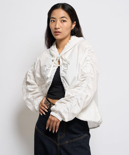 【WHO'S WHO gallery】抽褶連帽襯衫夾克