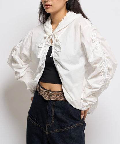 【WHO'S WHO gallery】抽褶連帽襯衫夾克