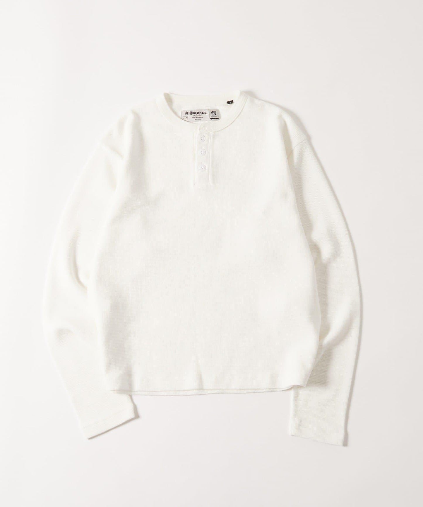 【AW】Sourcream華夫格亨利領長袖T恤