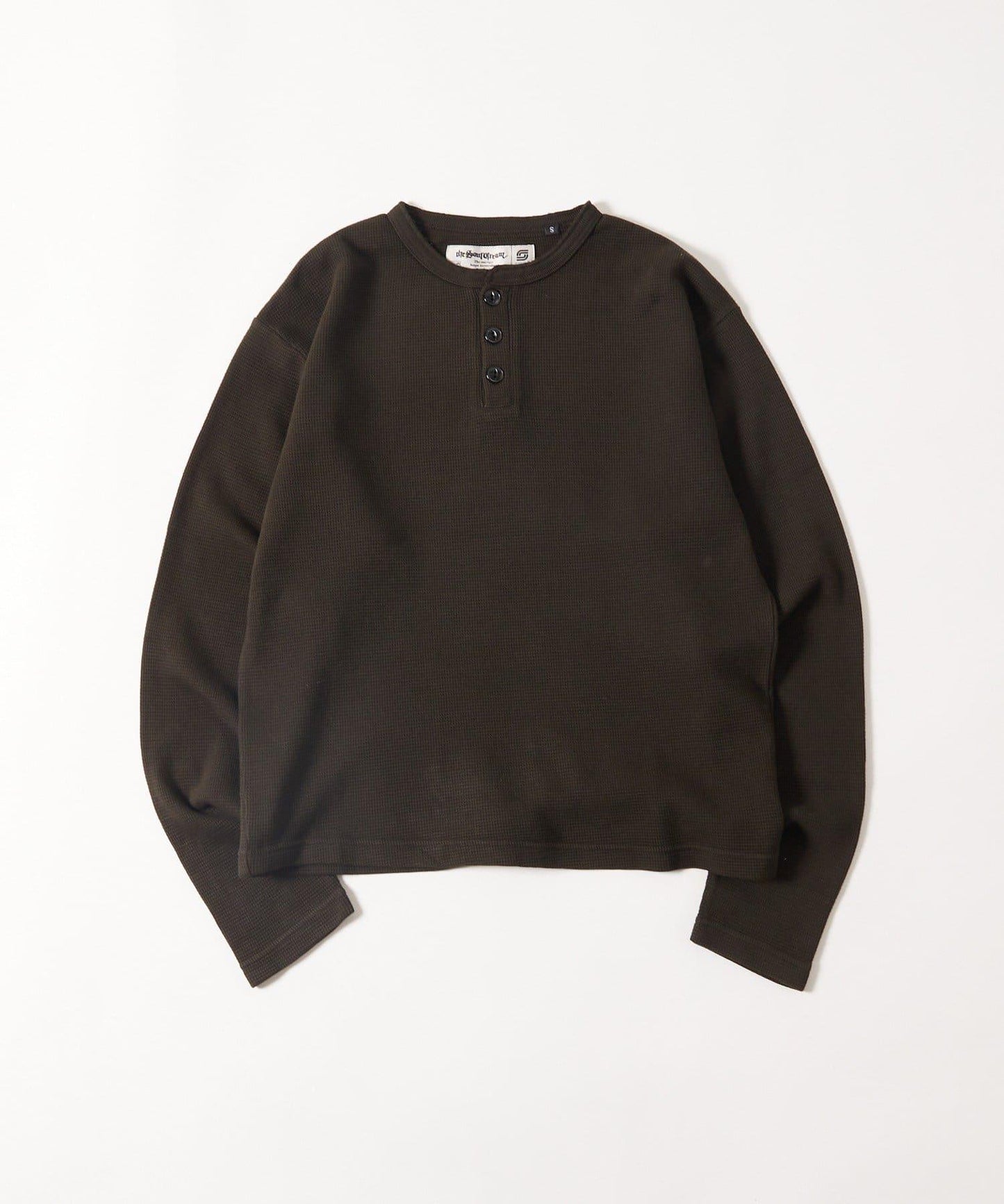 【AW】Sourcream華夫格亨利領長袖T恤