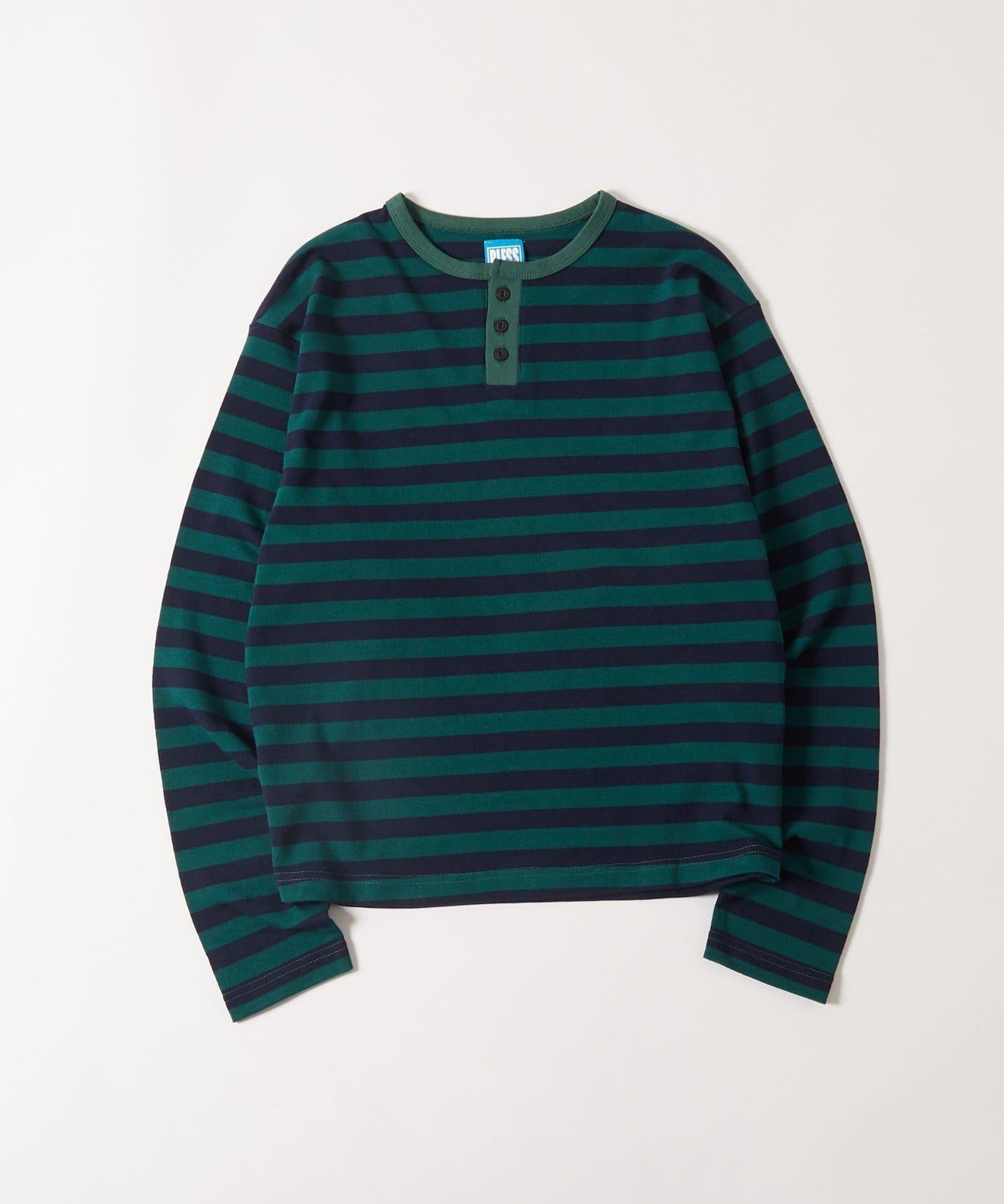 BLESSYOU亨利領條紋長袖T恤