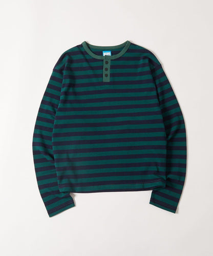 BLESSYOU亨利領條紋長袖T恤