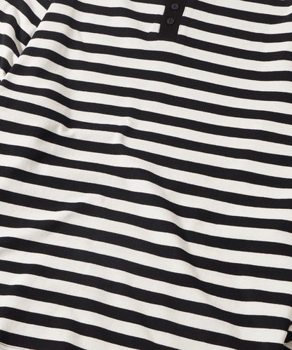 BLESSYOU亨利領條紋長袖T恤