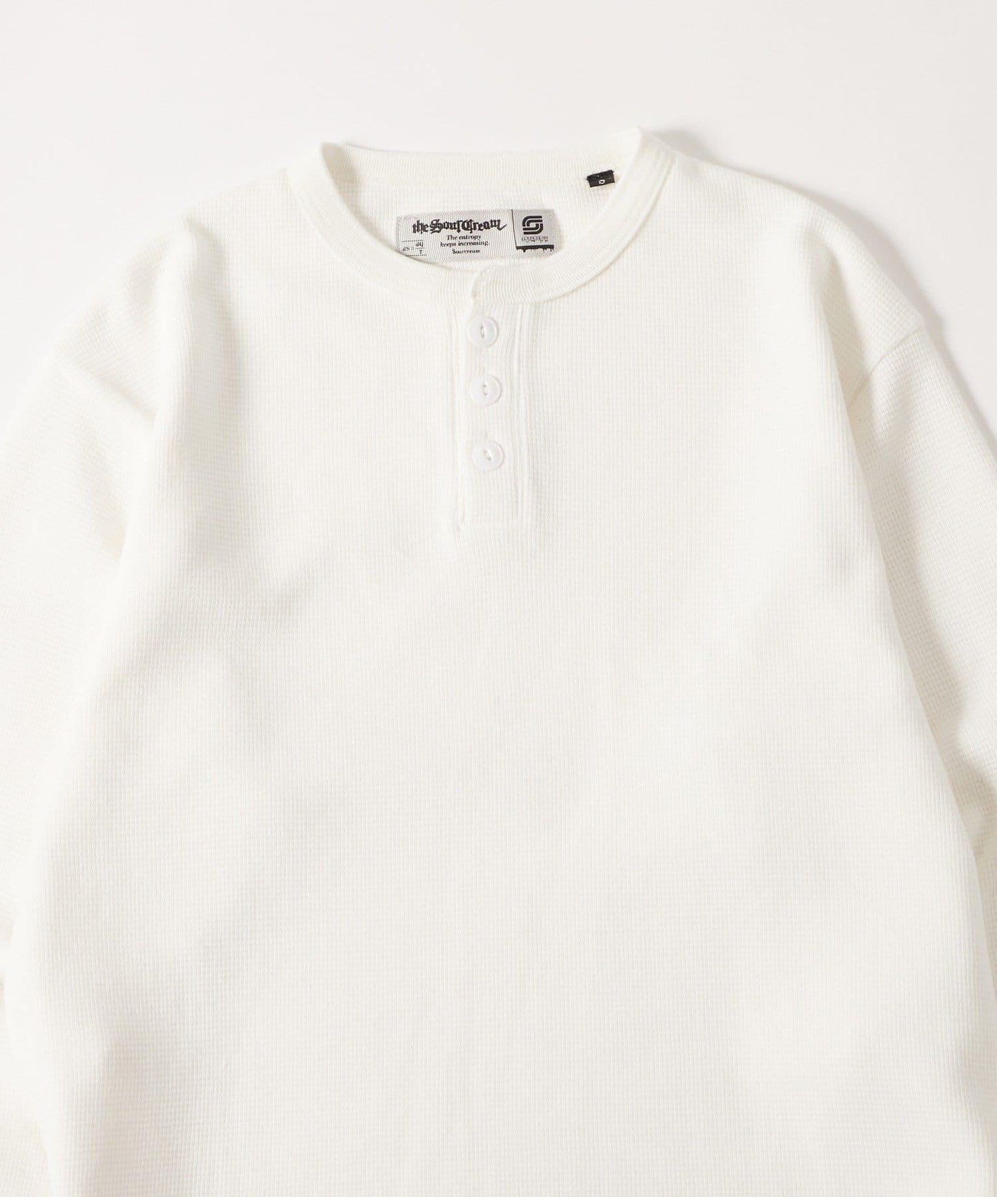 【AW】Sourcream華夫格亨利領長袖T恤