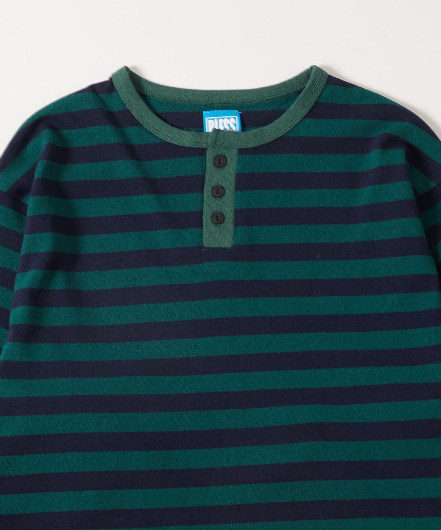 BLESSYOU亨利領條紋長袖T恤