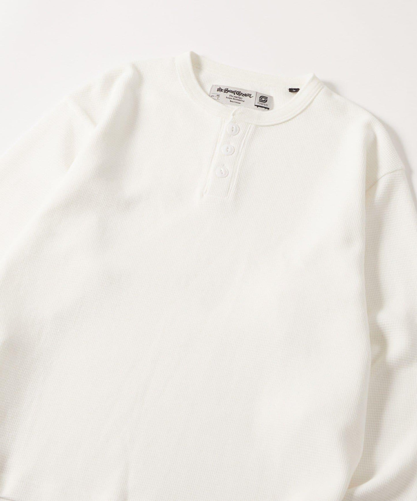 【AW】Sourcream華夫格亨利領長袖T恤