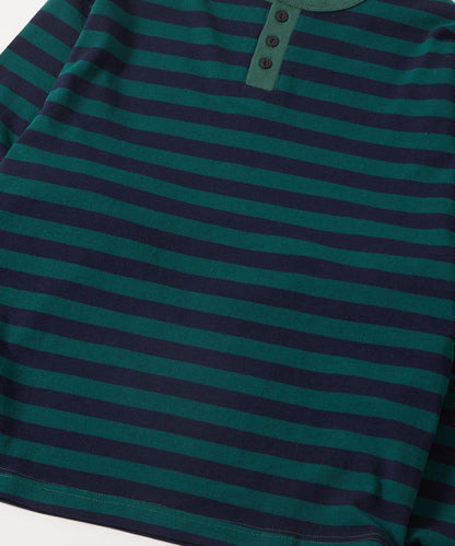 BLESSYOU亨利領條紋長袖T恤