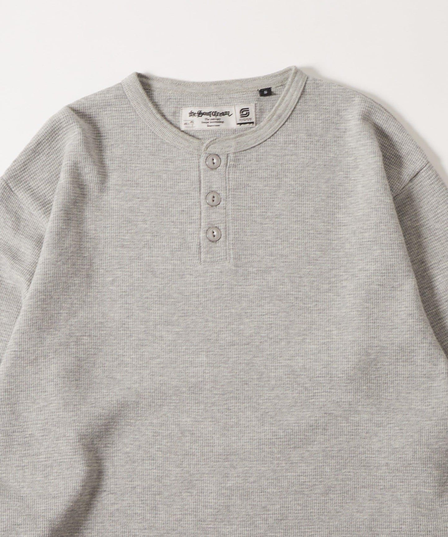 【AW】Sourcream華夫格亨利領長袖T恤