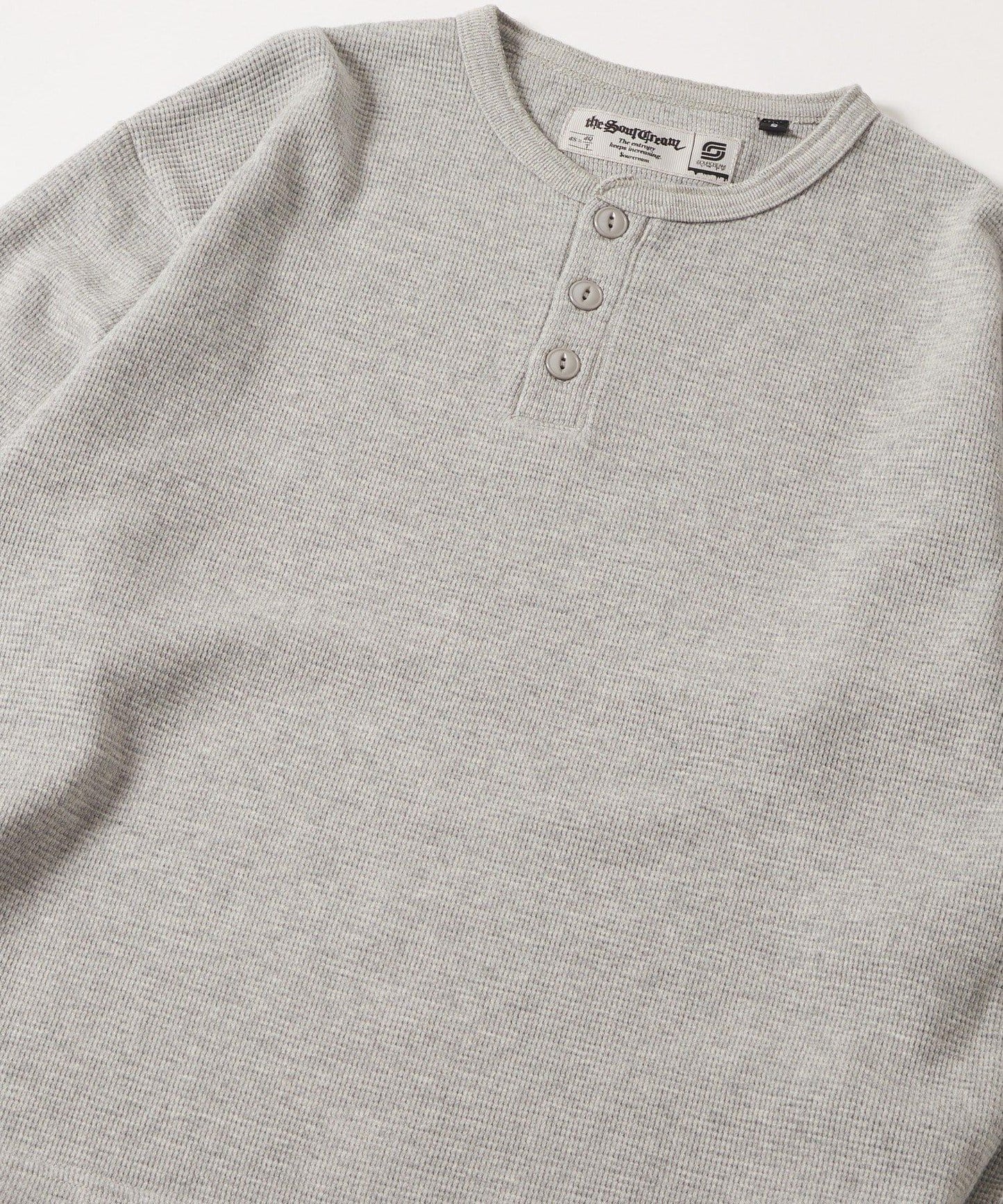 【AW】Sourcream華夫格亨利領長袖T恤