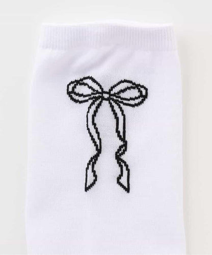 蝴蝶結圖案高筒襪