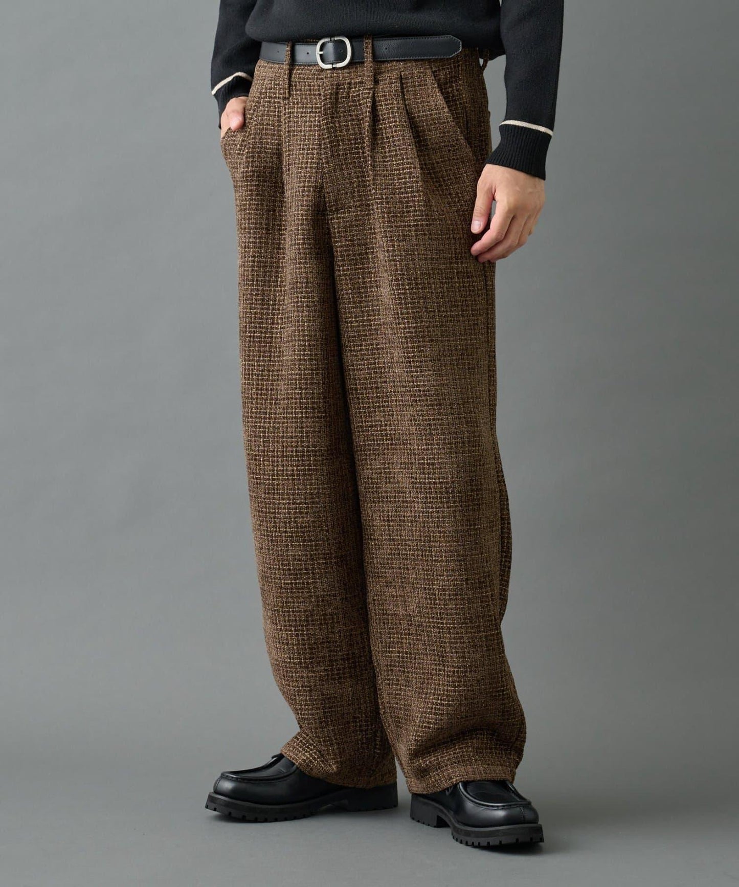 【AW】花呢雙褶錐形褲