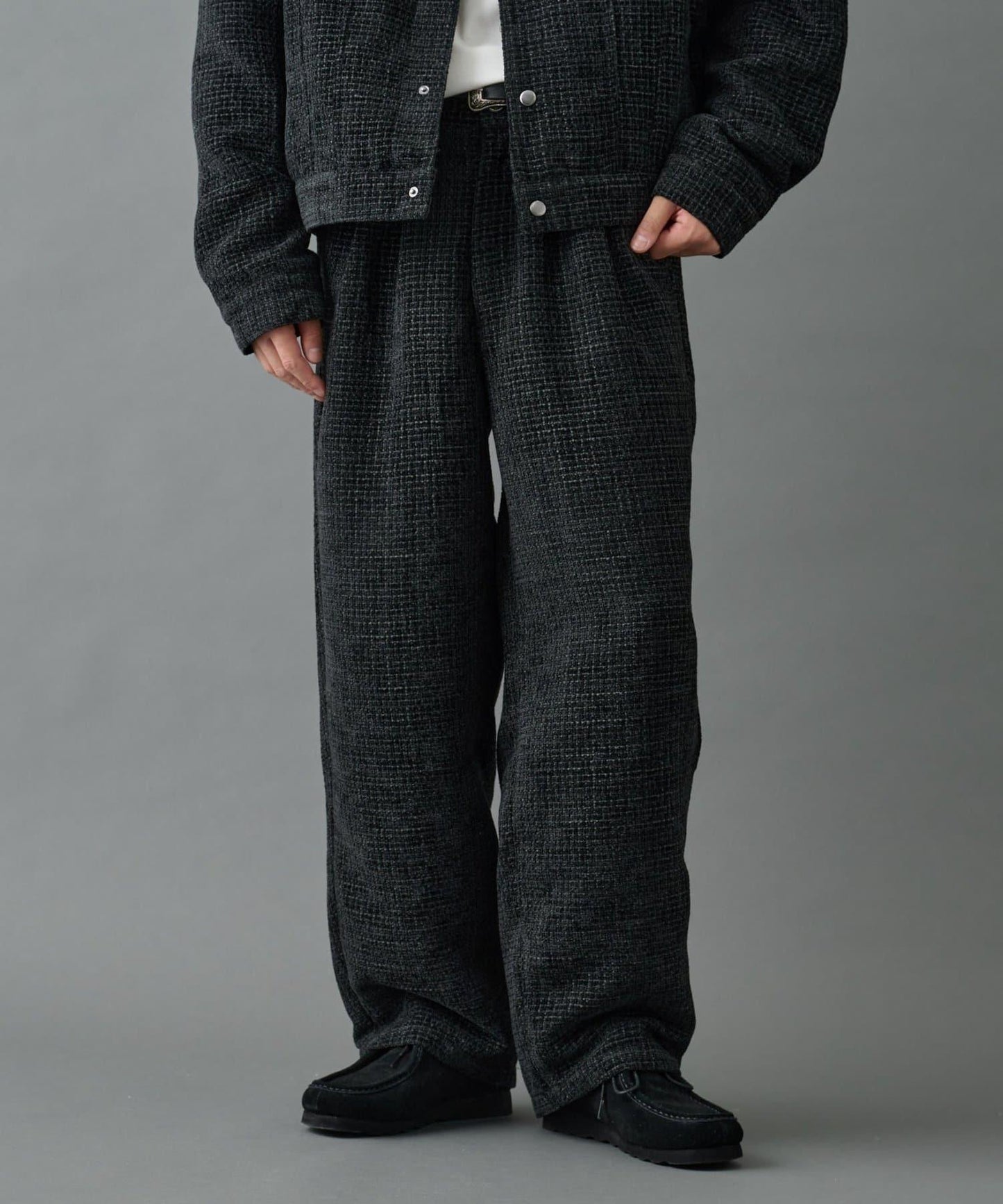 【AW】花呢雙褶錐形褲