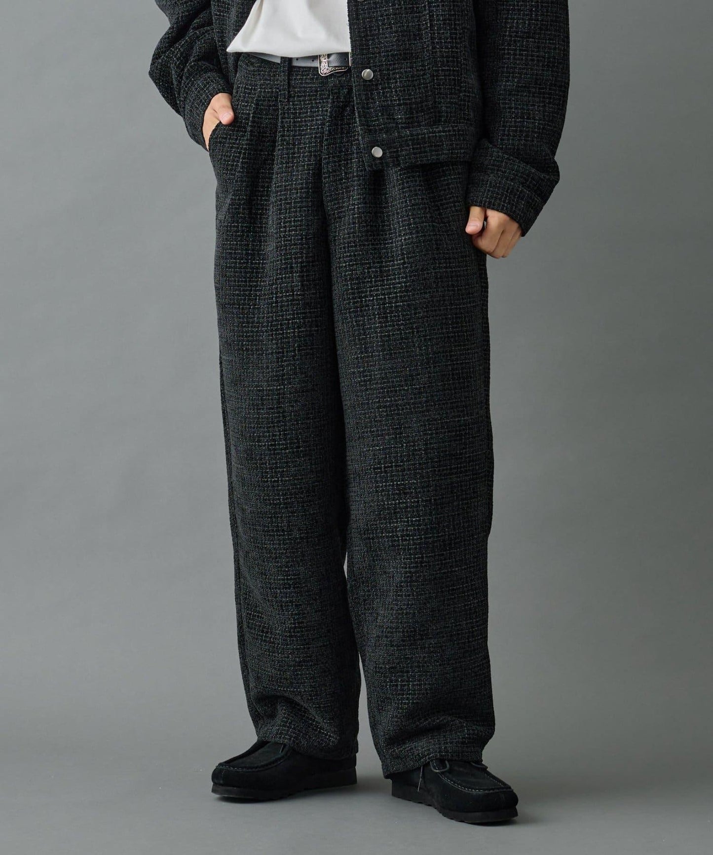 【AW】花呢雙褶錐形褲