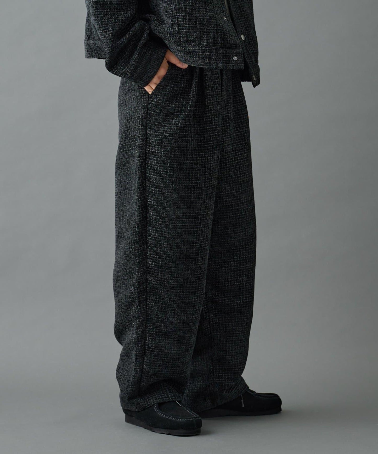 【AW】花呢雙褶錐形褲