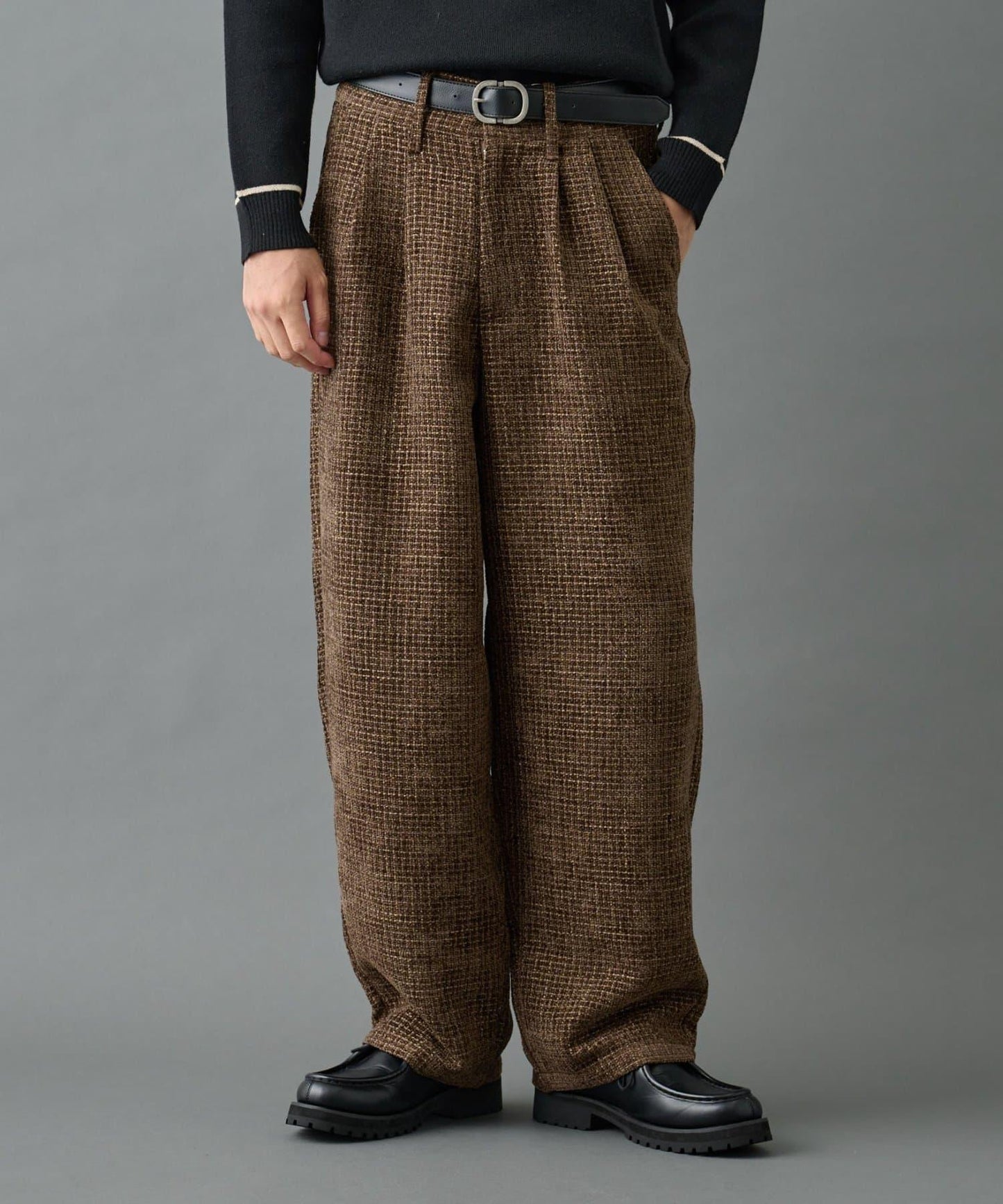 【AW】花呢雙褶錐形褲