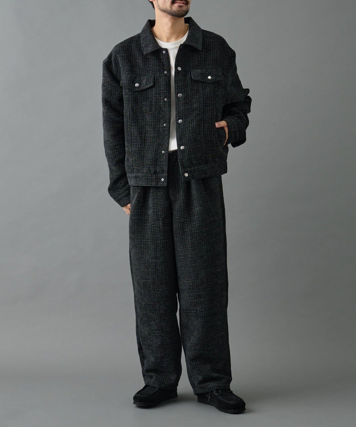 【AW】花呢雙褶錐形褲