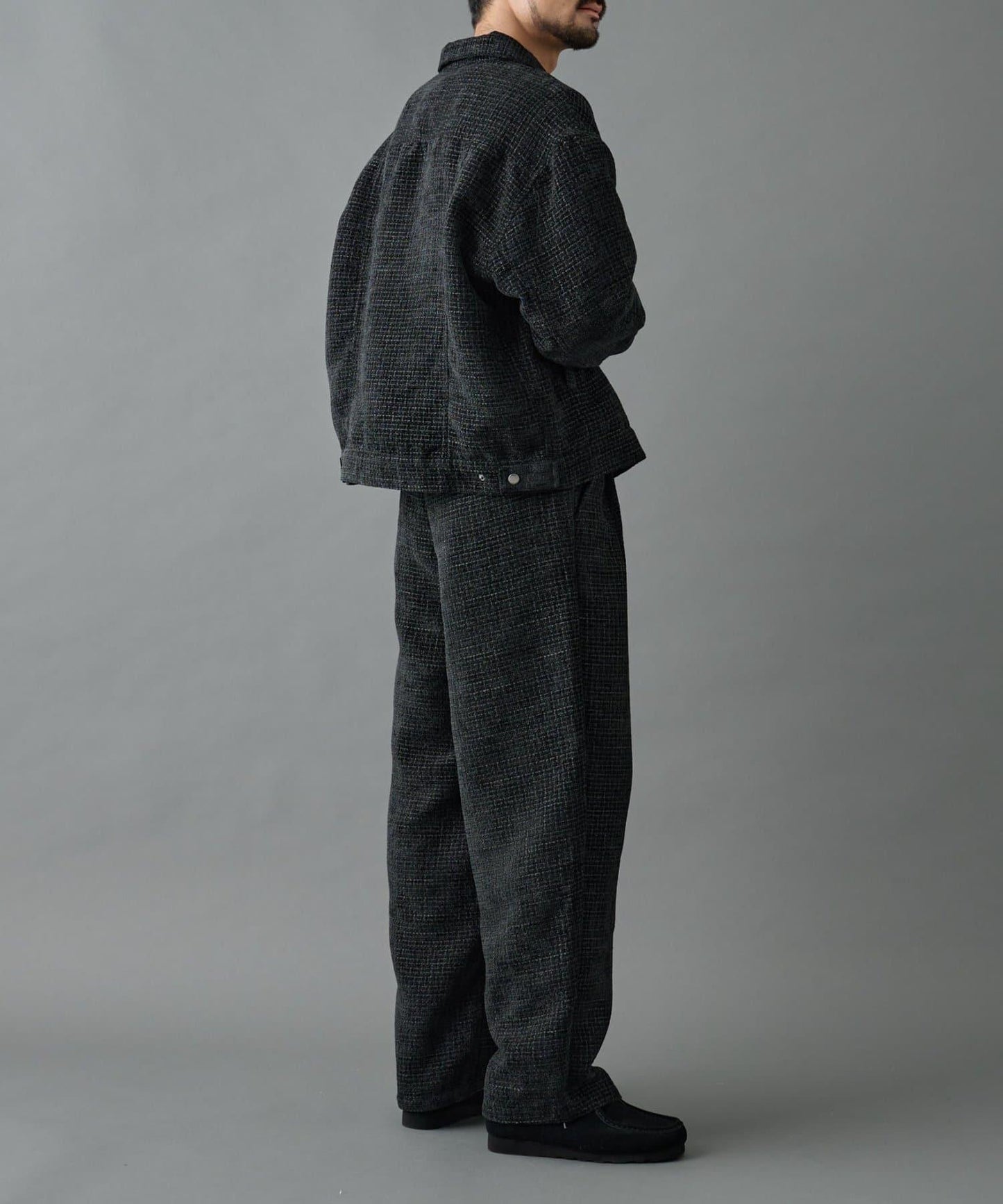 【AW】花呢雙褶錐形褲