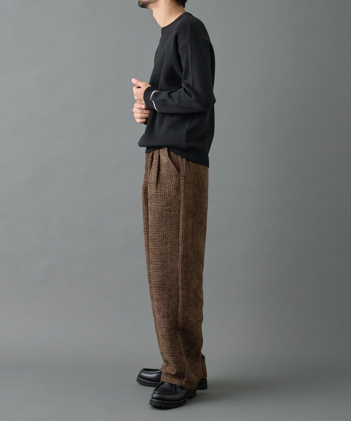 【AW】花呢雙褶錐形褲