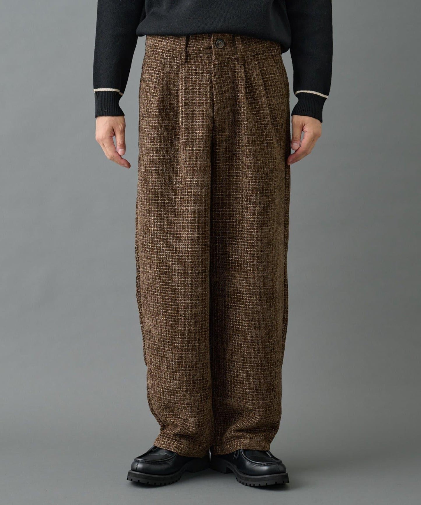 【AW】花呢雙褶錐形褲