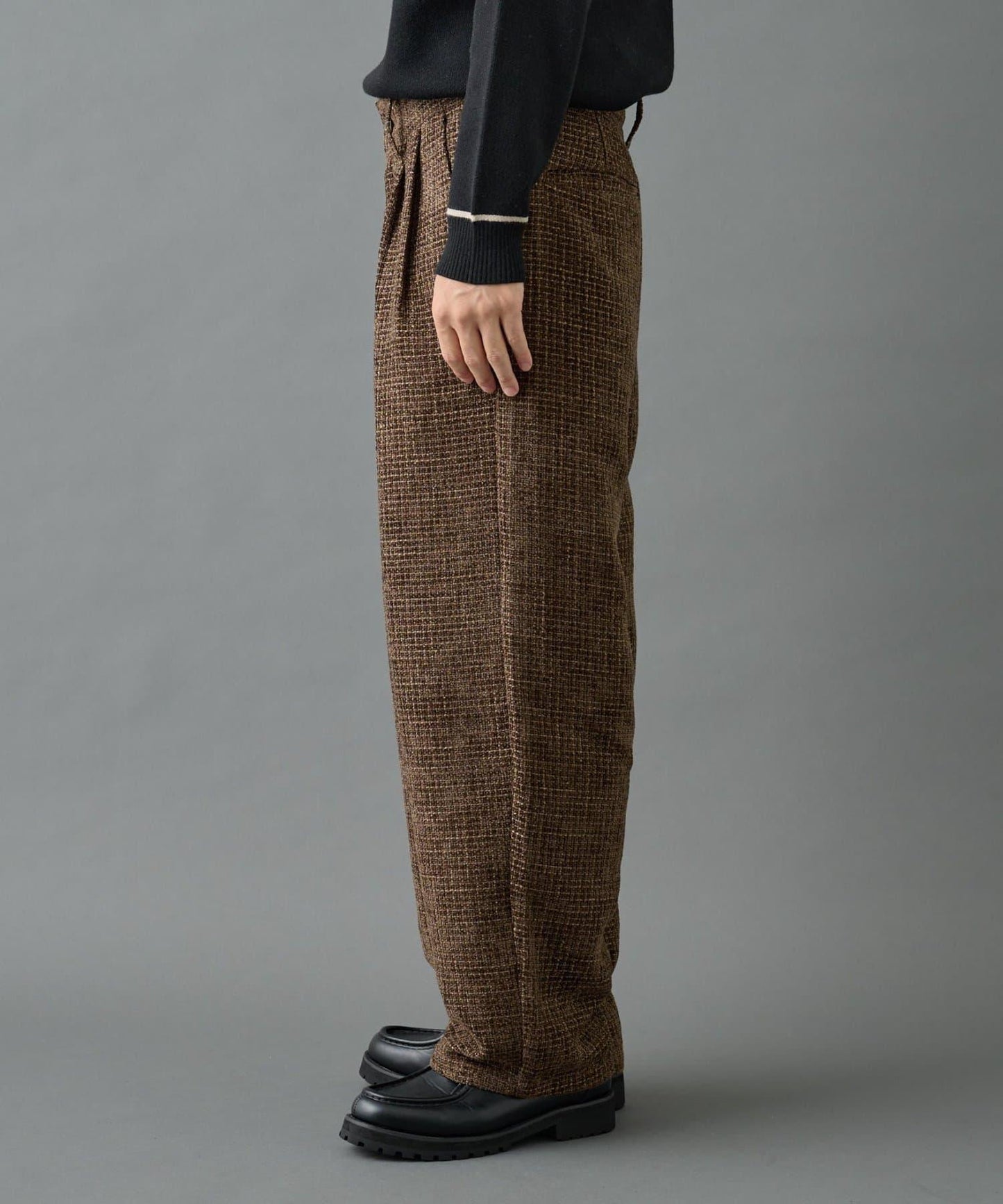 【AW】花呢雙褶錐形褲