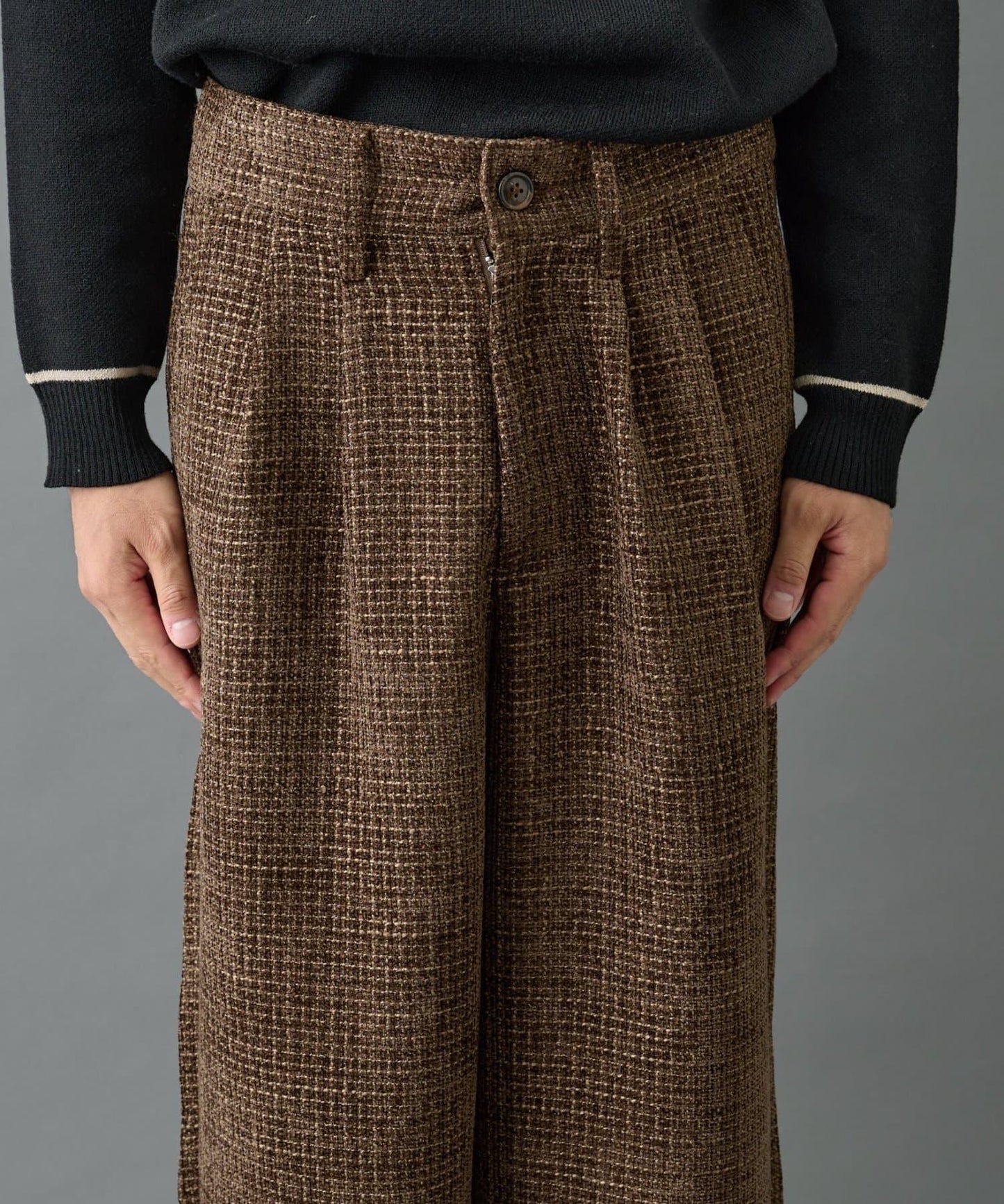 【AW】花呢雙褶錐形褲