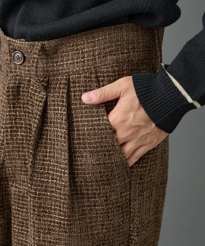 【AW】花呢雙褶錐形褲