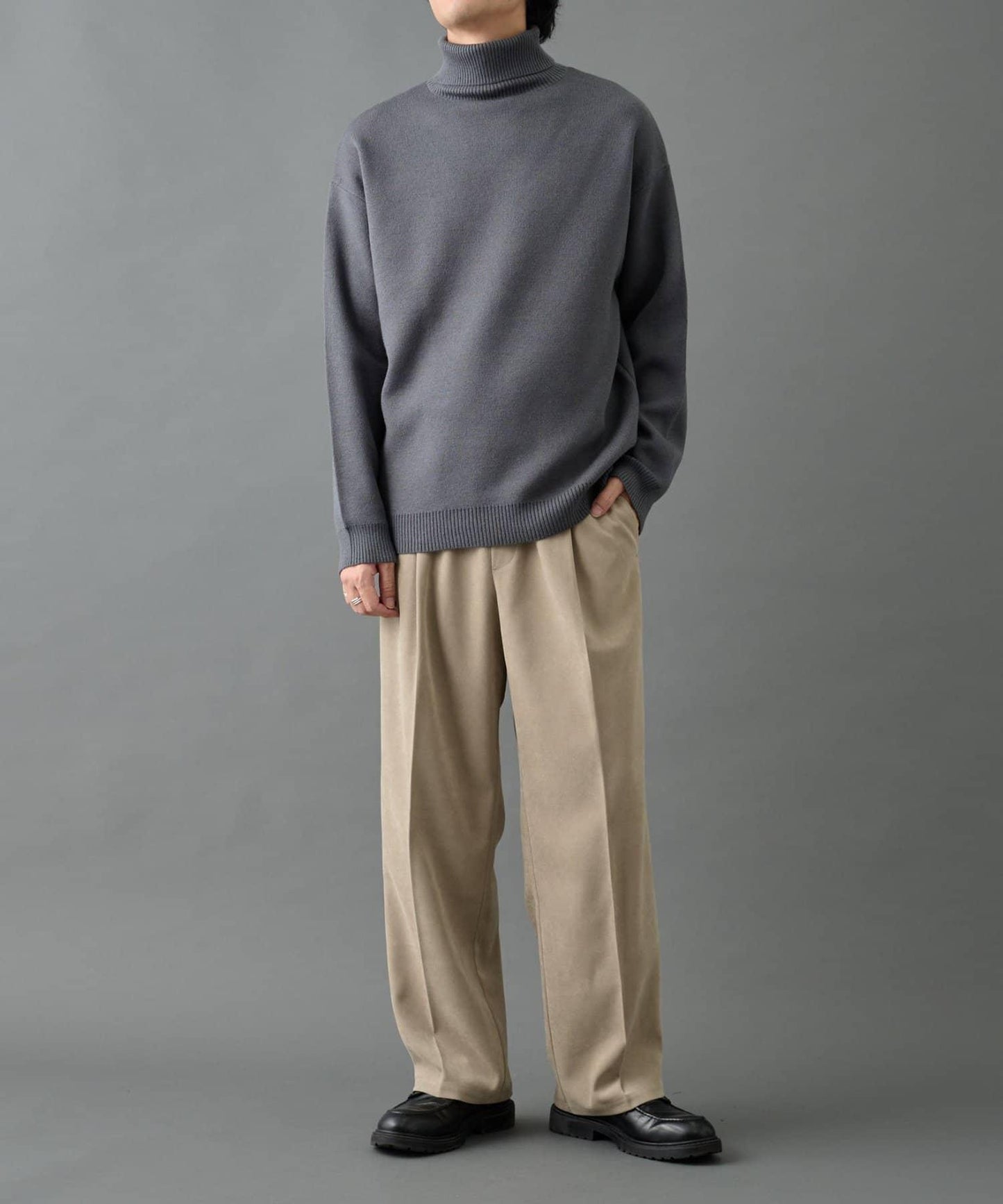 【AW】漸變斜紋休閒直筒西裝褲