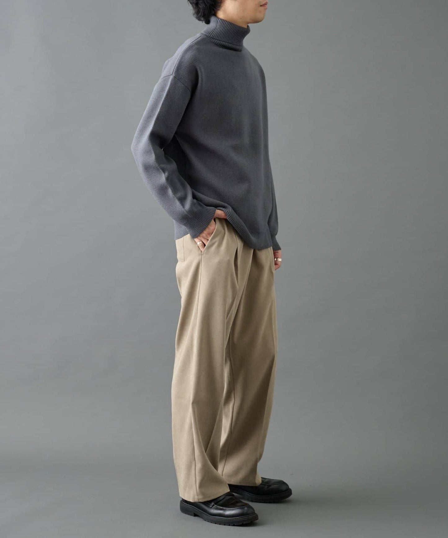 【AW】漸變斜紋休閒直筒西裝褲