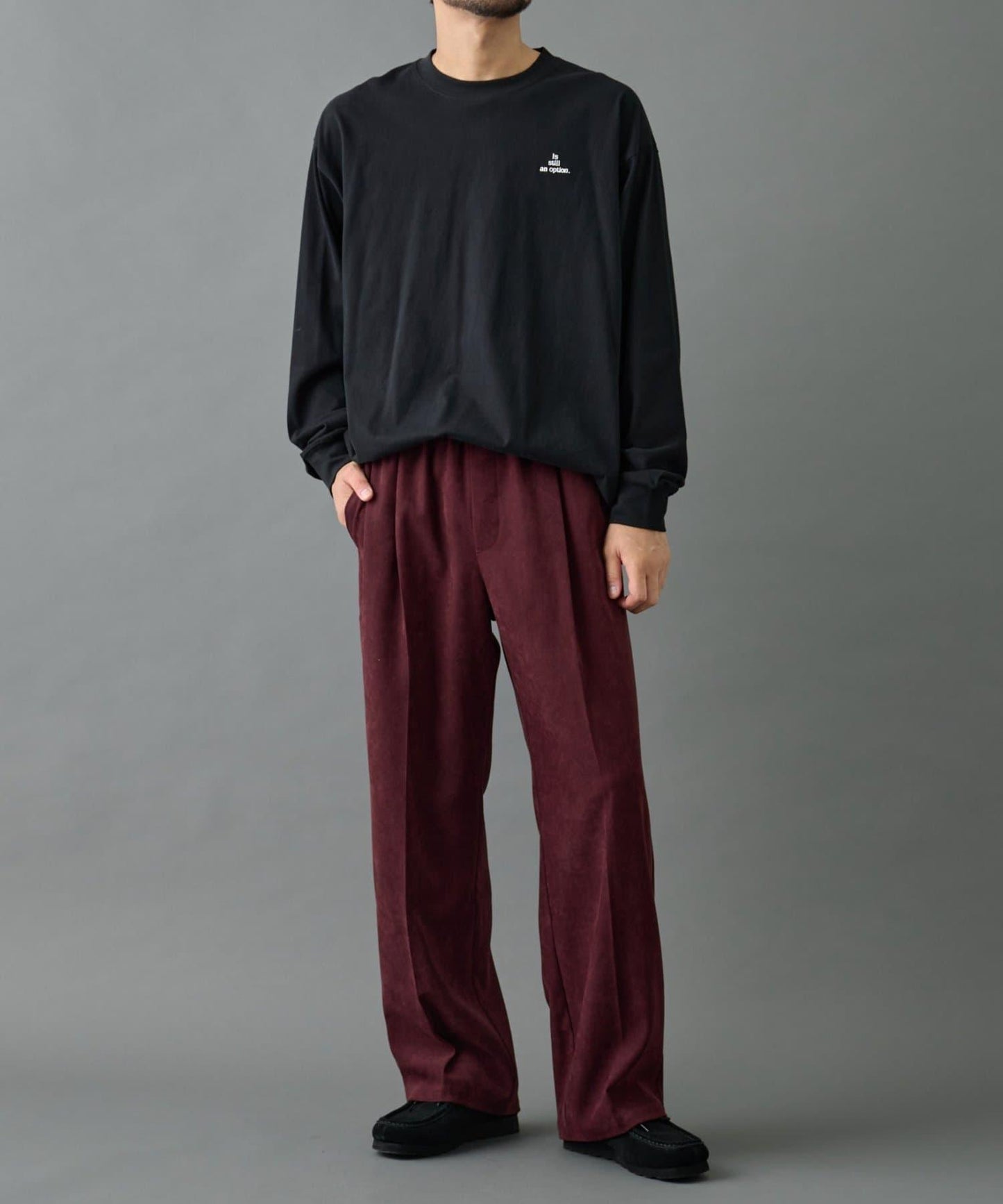 【AW】漸變斜紋休閒直筒西裝褲